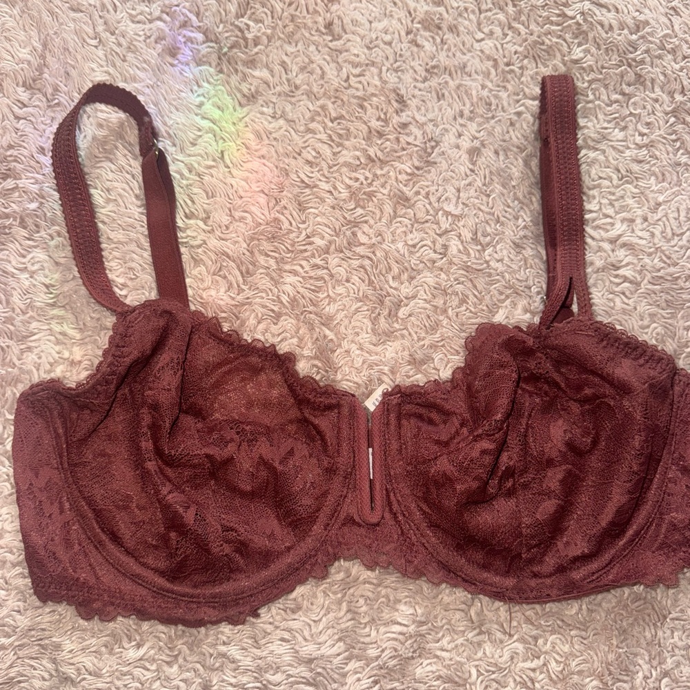 Arden B Lace Underwire Bra in Deep Red